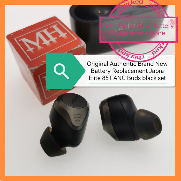 Original Authentic New Battery Replacement Done Jabra Elite 85T ANC Buds black set
