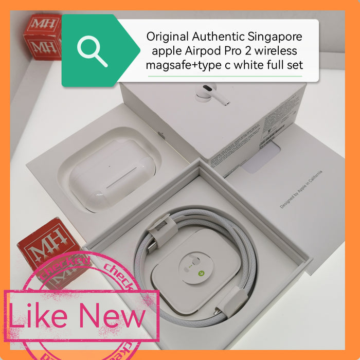 Original Authentic Singapore apple Airpod Pro 2 magsafe+type c white full set