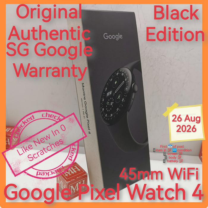 Original Authentic Singapore warranty google pixel watch 4 45mm WiFi black warranty full set