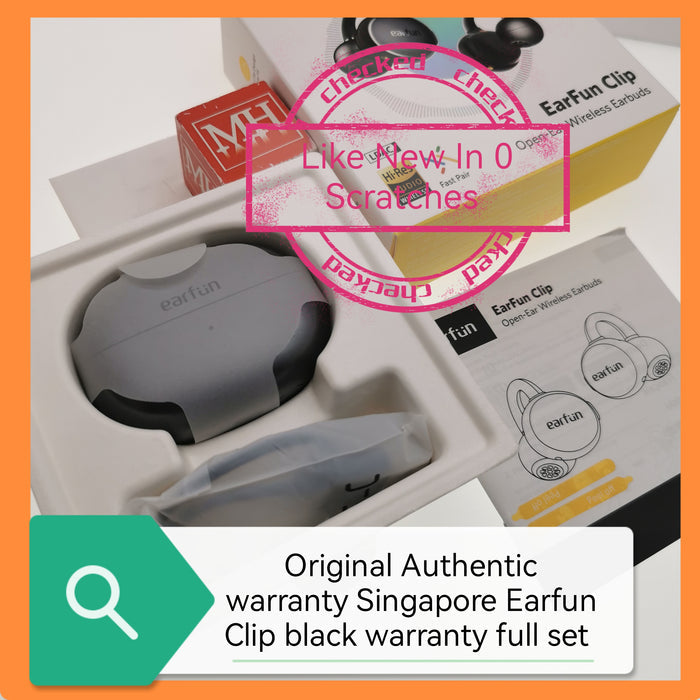 Original Authentic warranty Singapore Earfun Clip black warranty full set