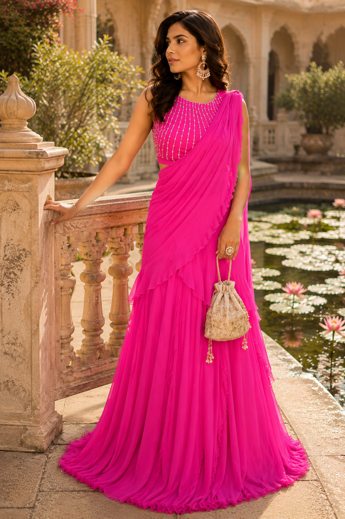 Pearl Embellished Drape Saree