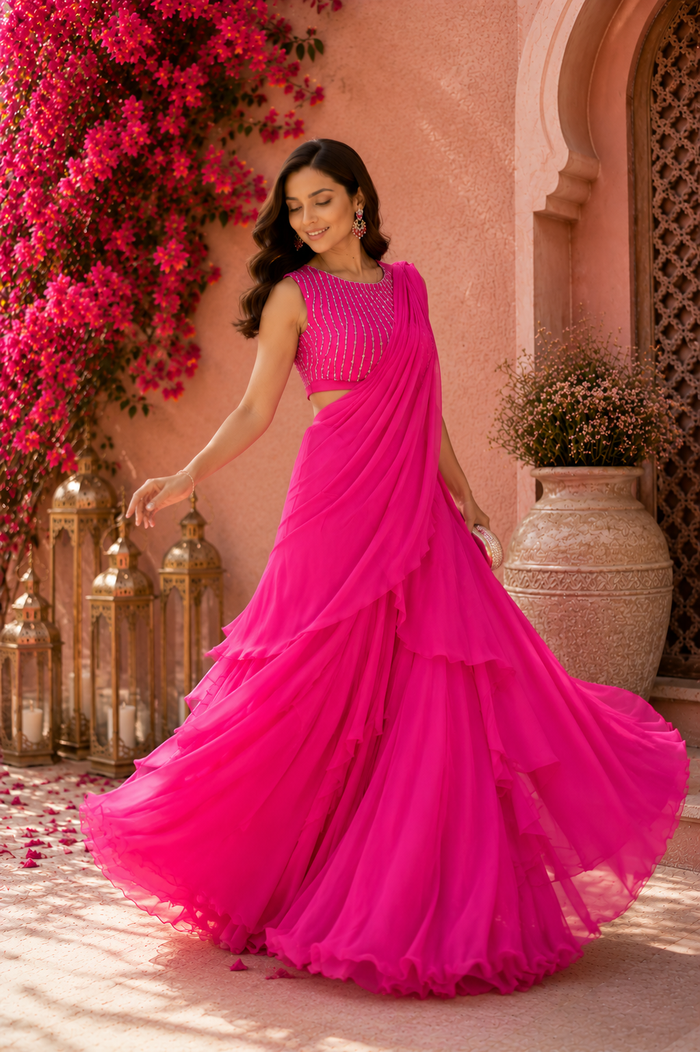 Pearl Embellished Drape Saree