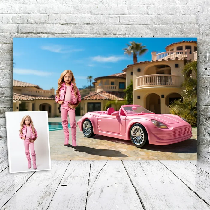 Pink Doll Car Barbie Portrait Example