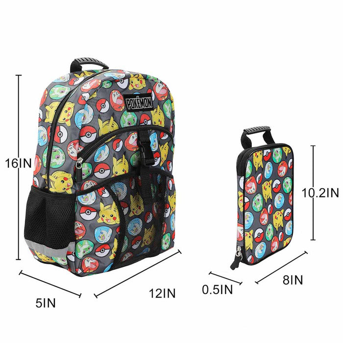 Pokemon Aop Youth Lunch Kit  Backpack Set