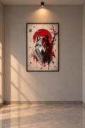 Red & White Wolf Wall Art Poster | Fierce Wolf Print | Modern Animal Wall Decor