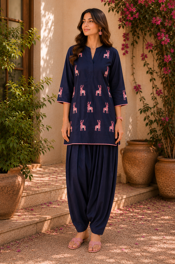 Reindeer Embroidered Co-Ord Set