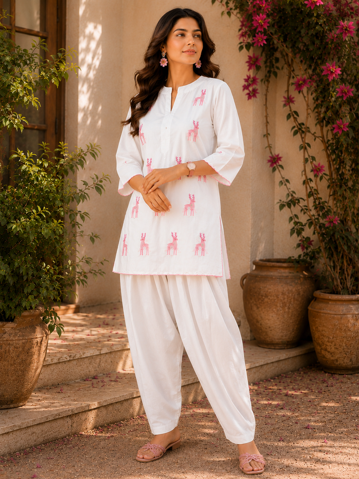 Reindeer Embroidered Co-Ord Set