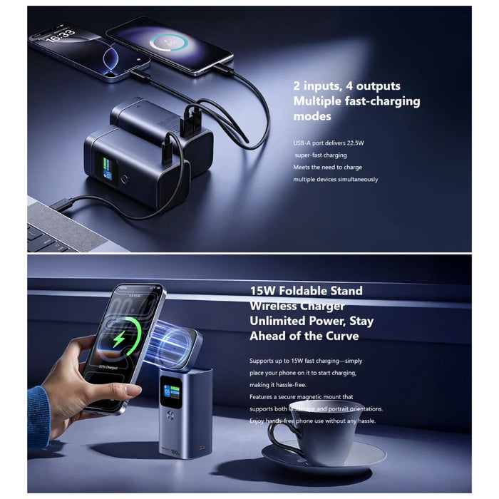 Remax PowerBank - Magnetic Wireless Charging Power Bank 100W TFT Screen 15000mAh JP339