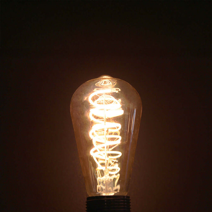 ST64 Amber Glass Spiral Filament 4W 2700K LED Dimmable E27 Light Bulb