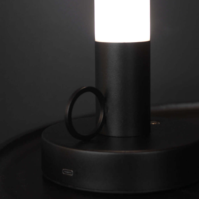Black candlestick-style rechargeable portable LED table lamp
