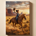 Personalized cowboy artwork shown on canvas