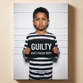 Personalized mugshot joke artwork shown on canvas