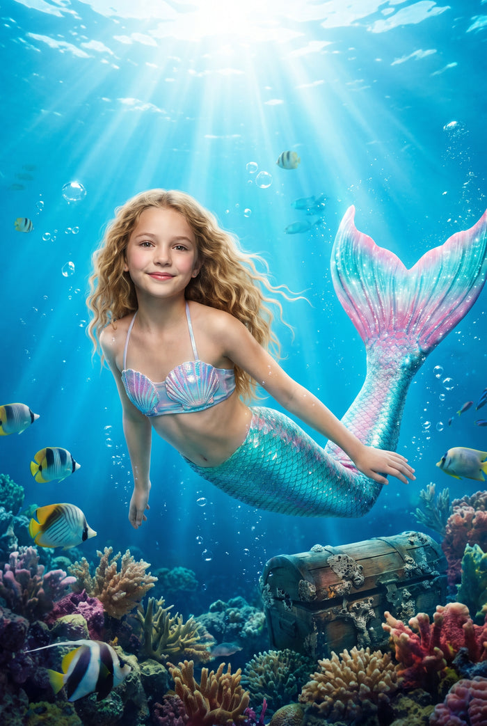 Personalized mermaid artwork shown on canvas