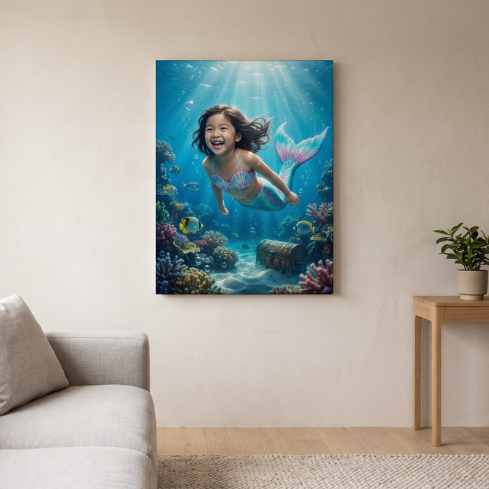Personalized mermaid artwork shown on canvas