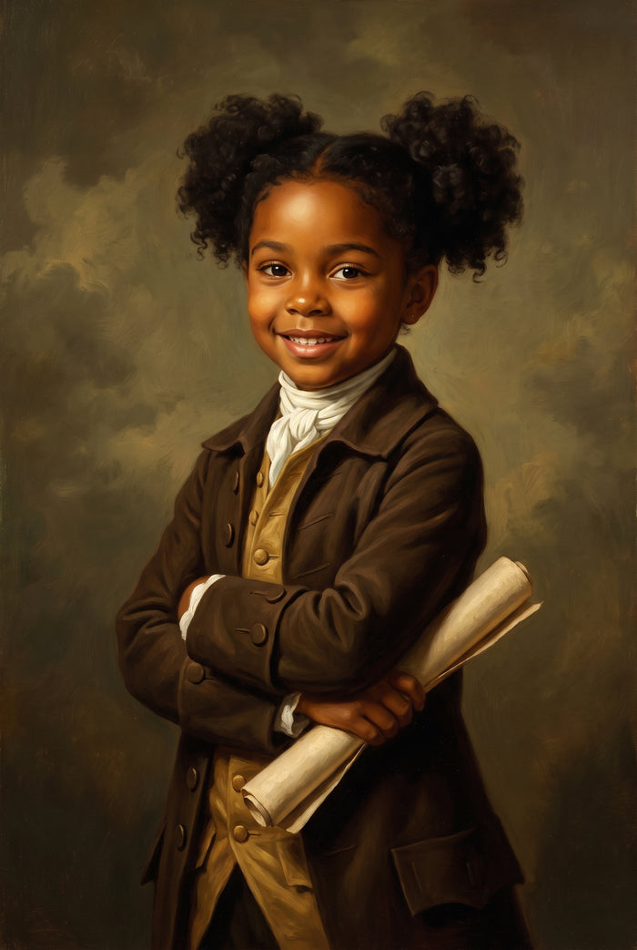 Personalized classical schoolmaster painting shown on canvas