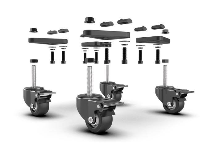 Universal Commercial-Grade Caster Wheels with Brake & Mounting Brackets (Set of 4)