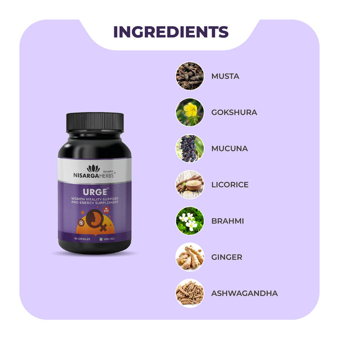 Urge - Ayurvedic capsules to help improve vitality, energy and hormonal balance in women