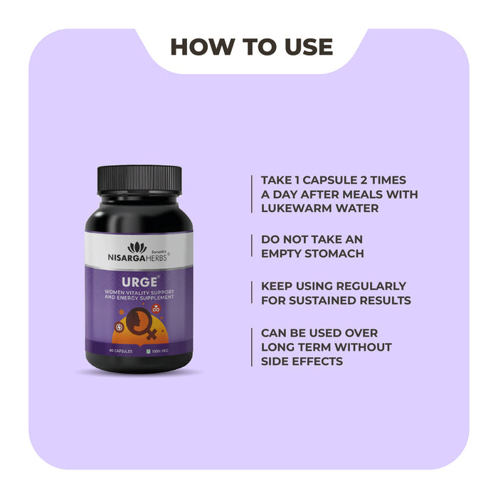 Urge - Ayurvedic capsules to help improve vitality, energy and hormonal balance in women