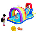 Wellfuntime Inflatable Water Park With Blower Rainbow Sprinkler Rock Climbing