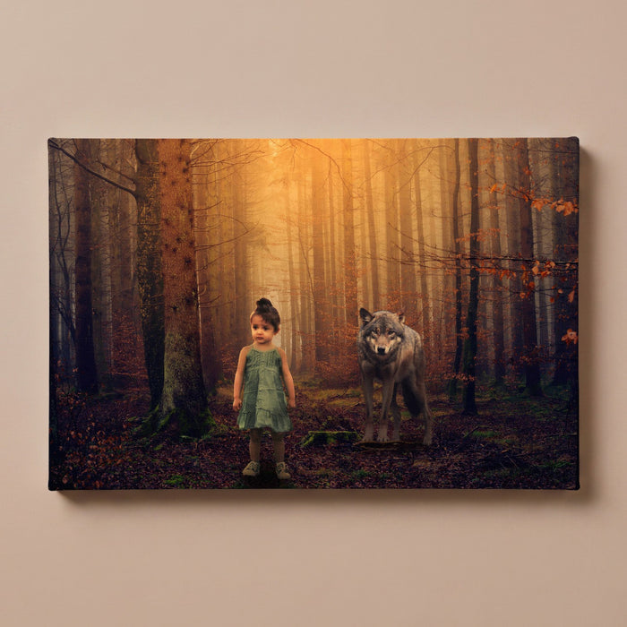 Personalized Wolf in the Forest portrait canvas