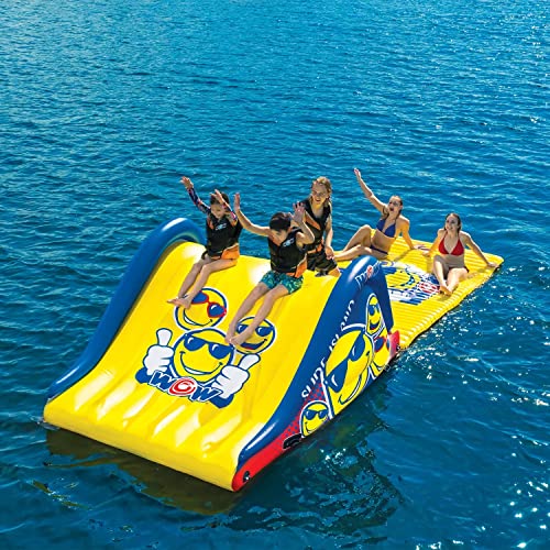 WOW Sports Floating Island And Water Walkway Combo With Dual Lane Slide